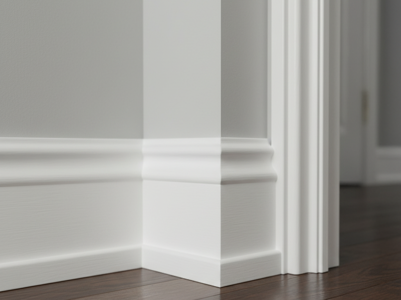 Baseboards and wood flooring